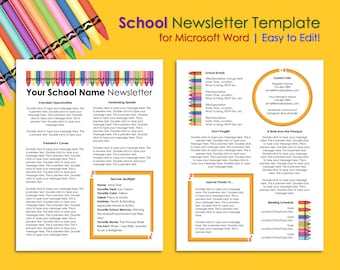 Editable School Newsletter Template - Microsoft Word - Instant Download - Printable - Class - PTA - PTO