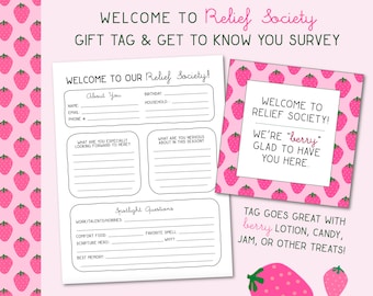 Welcome to Relief Society Gift Tag and Get to Know You Survey - LDS Printable - New to the Ward