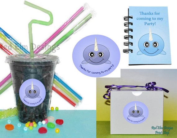 Build Your Own Party Set Pick From Stickers, Bags, Boxes and Party Cups. Narwhal Party Personalized Party Set. Narwhal Party Set Il_570xn