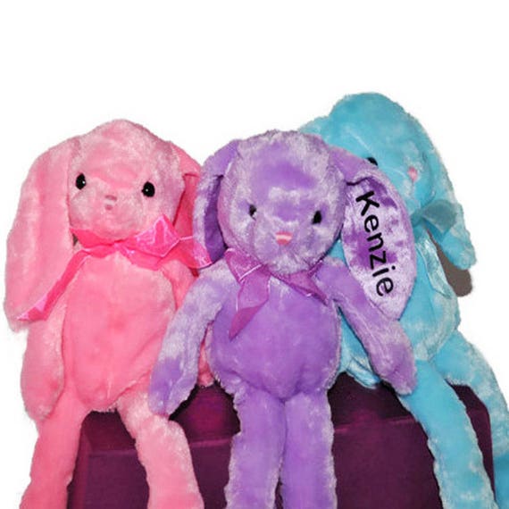 Personalized Easter Bunny, Personalized Stuffed Animal, Custom Stuffed Animal, Easter Bunny Gift, Plush Pink Blue Purple Bunny Il_570xn
