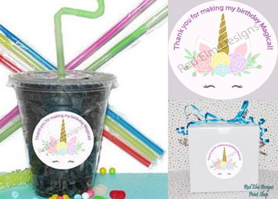 Build Your Own Party Set Pick From Stickers, Party Boxes and Party Cups. Unicorn Stickers Personalized- Sheet of 20 - 2" round. Il_570xn