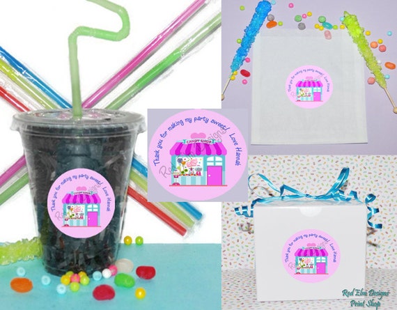Build Your Own Party Set Pick From Stickers, Bags, Boxes and Party Cups. Candy Shop Party Personalized Party Set. Candy Shop Party Il_570xn