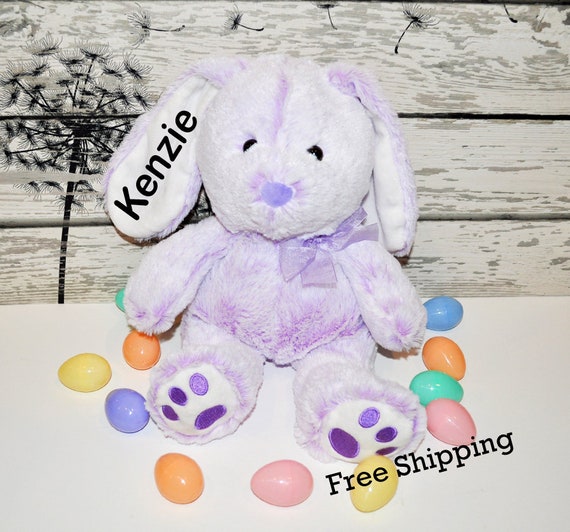 Personalized Easter Stuffed Bunny Plush, Personalized Stuffed Animal, Custom Stuffed Animal, Easter Bunny Gift, Plush Purple Easter Bunny Il_570xn