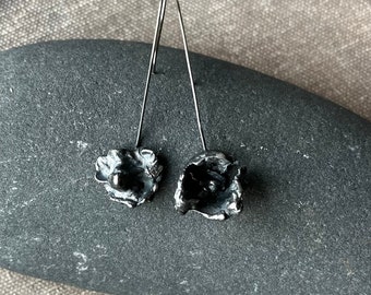 sterling silver water castings earrings by AnvilArtifacts, organic contemporary style