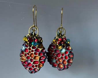 ceramic coral reef earrings by AnvilArtifacts, colorful jewelry, asymmetrical earrings, kinetic, nature inspired,