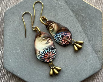 one of a kind asymmetrical eye earrings by AnvilArtifacts, ceramic eye jewelry
