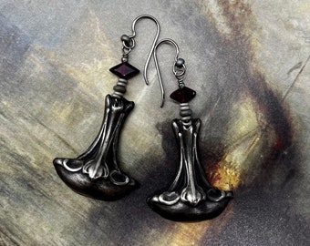 Urns pf Pompeii earrings by AnvilArtifacts, ancient style jewelry, metal and stone