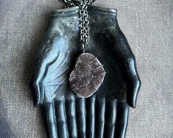 sparkling natural mocha brown druzy pendant in sterling silver by AnvilArtifacts, adjustable length