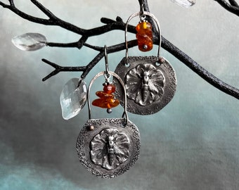 Honey bee earrings by AnvilArtifacts, mixed metal jewelry, bee jewelry