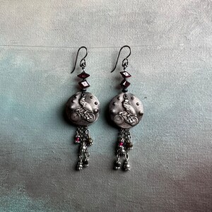 garnet earrings with performing Fleas at the Circus by AnvilArtifacts, whimsical, unique artisan jewelry, mixed metal jewelry image 8