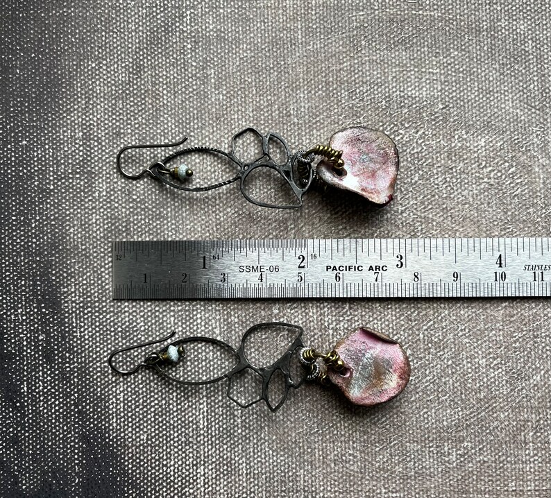 ceramic seashells with barnacles earrings by AnvilArtifacts with a positive negative framework, tidal pool, darkened metal, ceramic jewelry image 10