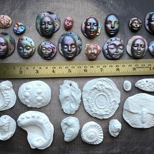 Faux Raku tutorial supply kit by AnvilArtifacts, practice pieces, polymer faces, paintable clay blanks, air dry clay, unfinished cabochons image 9