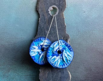 Swallows in cobalt and turquoise earrings by AnvilArtifacts, ceramic birds,