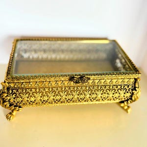 ヴィンテージ　ジュエリーボックス　マトソンスタイル　ベベルガラス　アメリカ Stylebuilt Box - Etsy