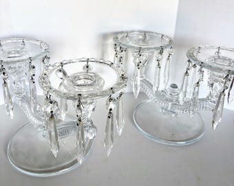 Crystal Double Candelabra Glass Candle Holders