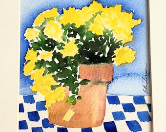 Watercolor Of Flowers Yellow Floral Painting