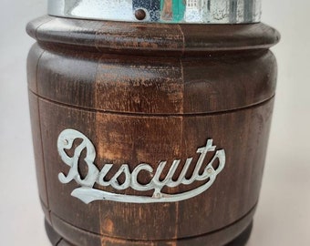 Vintage English Bisquit Barrel Cookie Wooden