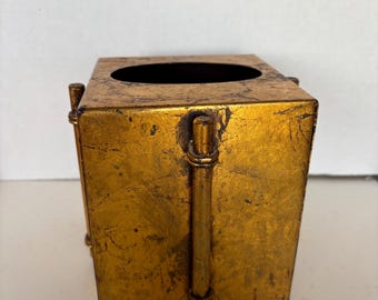 Tissue Holder Italian Tole Mid Century Hollywood Regency Gold