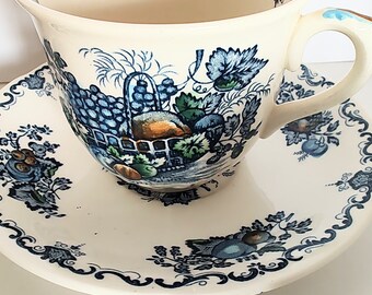 Masons Transferware Fruit Basket English Ironstone Cup and Saucer