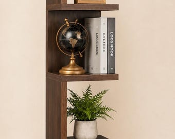 Modernes Zickzack-Bücherregal, rustikales Holzregal, Aufbewahrungsregal für das Wohnzimmer