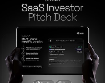 SaaS Investor Pitch Deck Template, Dark Minimal Startup Presentation, PowerPoint and Canva