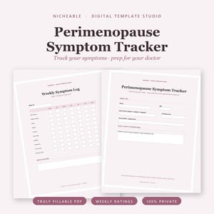 Registro de síntomas de la perimenopausia / Registro hormonal, de sofocos y del ciclo menstrual (PDF rellenable)