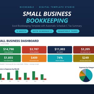 Plantilla de contabilidad para pequeñas empresas / Hoja de cálculo Excel para el seguimiento de impuestos (Descarga digital)