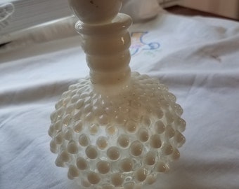 Fenton hobnail moonstone perfume bottle vintage opalescent glass