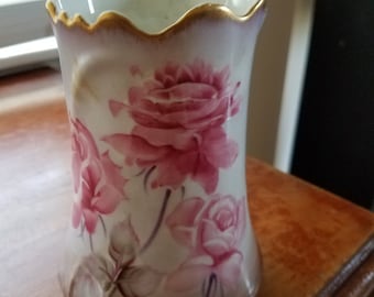 Vase hand painted Nippon floral vase vintage Victorian style gilded edge home decor garden decor