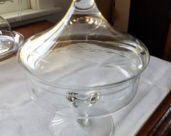 Princess House Pedestal Bowl and Lid Vintage Blown Glass Etsy