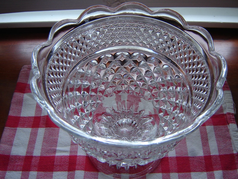 Crystal Bowl Wexford disctd crystal anchor hocking wedding table decor vintage Anchor hocking centerpiece bowl serving dining