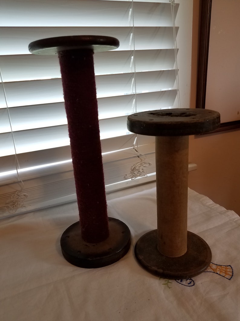 Primitvie thread Spools industrial thread spools primitive decor home decor large loom spools 2 pc set