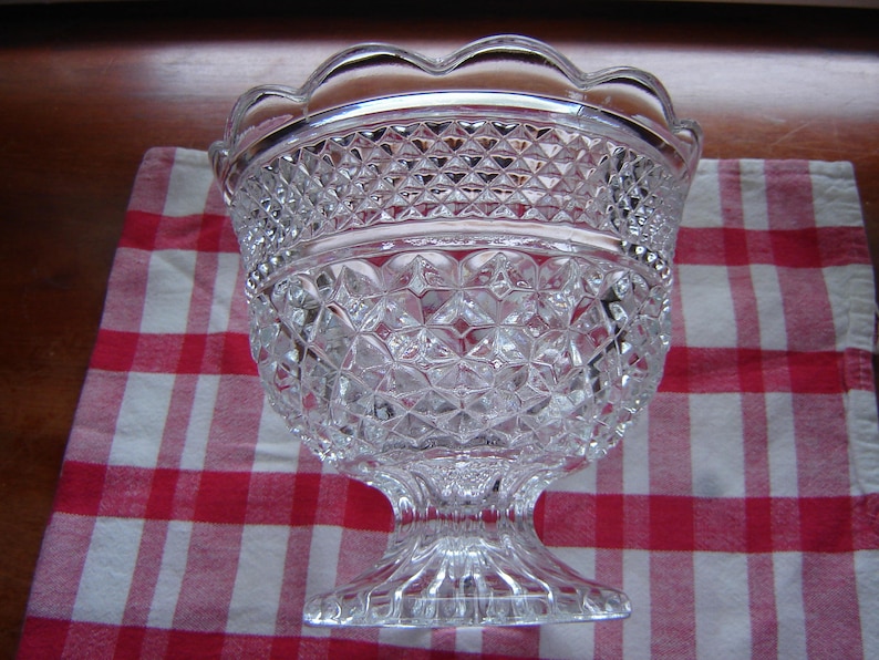 Crystal Bowl Wexford disctd crystal anchor hocking wedding table decor vintage Anchor hocking centerpiece bowl serving dining