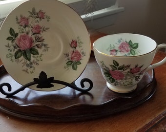 Tea cup and saucer roses Duchess bone china made in England