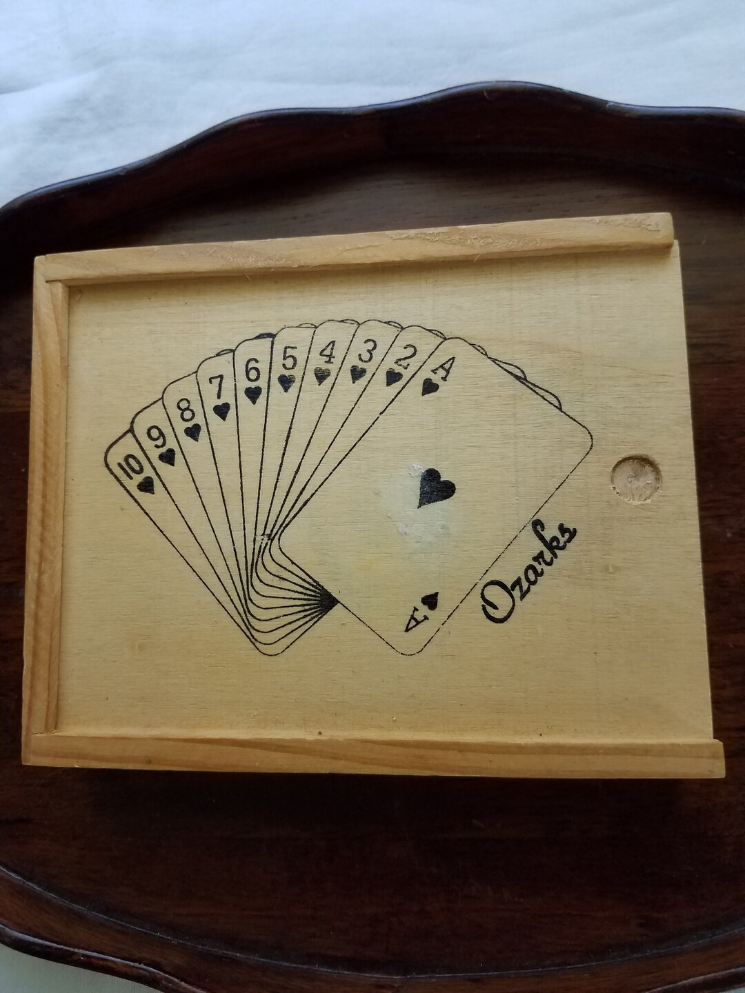 Vintage Card Box With 2 New Decks of Cards Wood Box Sliding Etsy