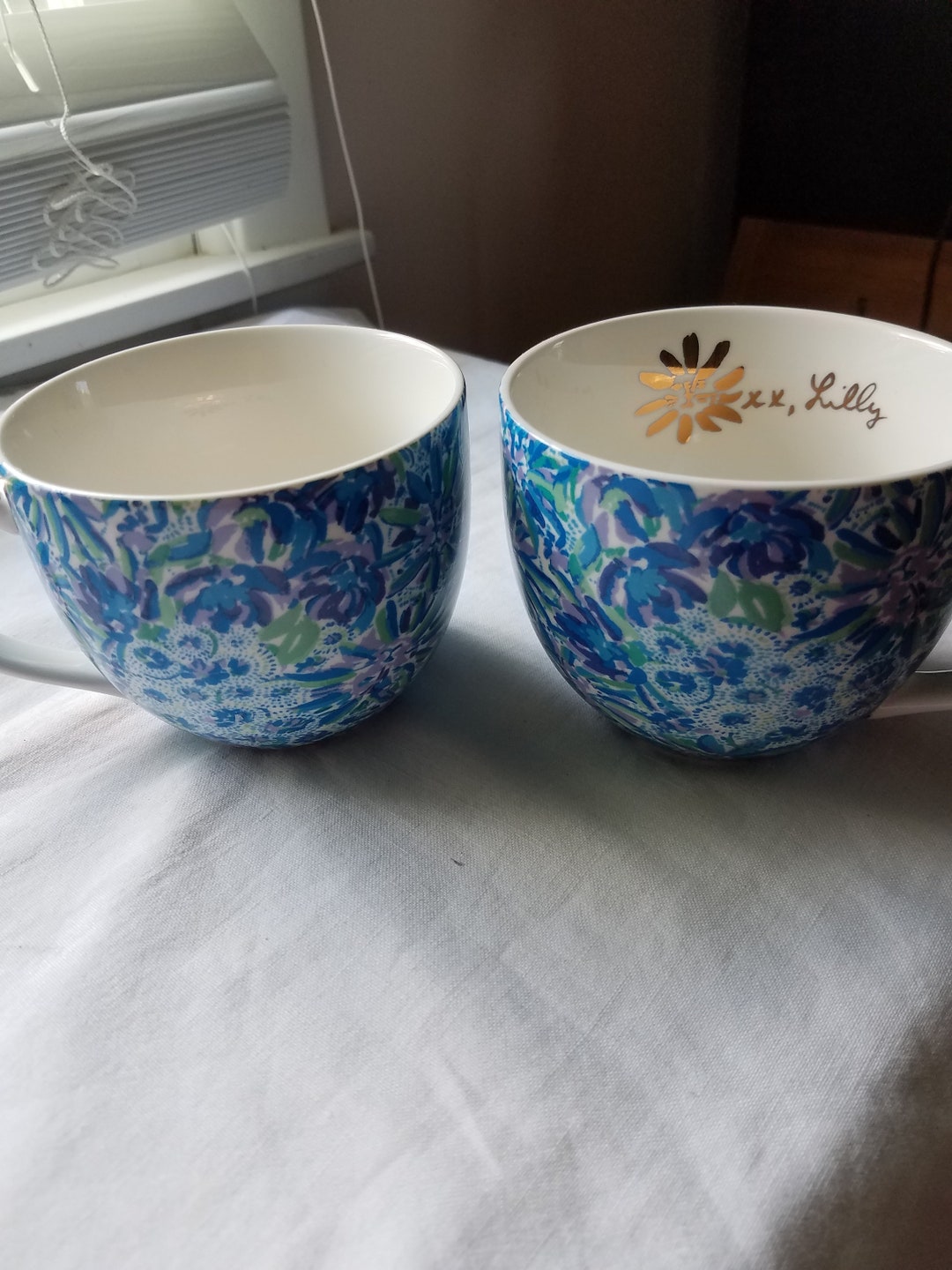 Lilly Pulitzer Mugs Gold Handles 2 Pc Set Gift Idea Etsy