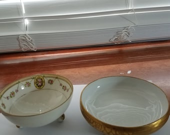 Antique china trinket bowls dresser bowls collectible 2 pc set