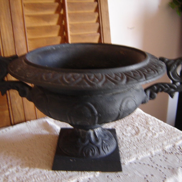 Cast iron urn with handles-Wedding Table Setting-Home Decor-Planter-Patio Decor-Shabby Chic Decor