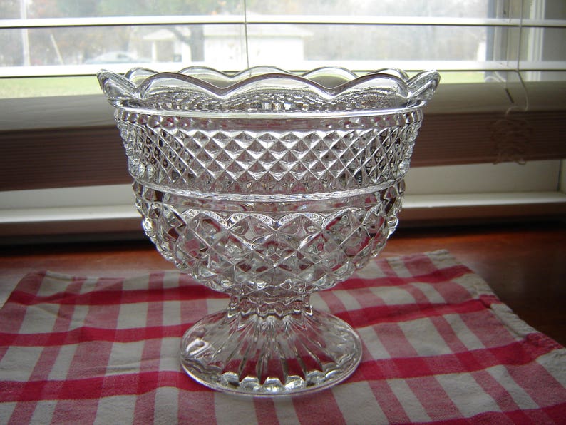 Crystal Bowl Wexford disctd crystal anchor hocking wedding table decor vintage Anchor hocking centerpiece bowl serving dining