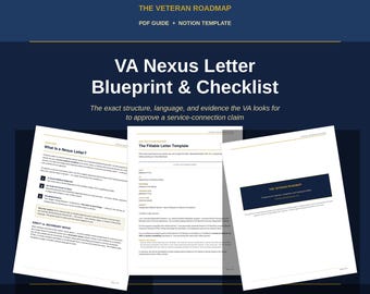 VA Nexus Letter Blueprint Checklist | Printable PDF + Notion Template