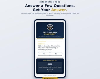 DIC Eligibility Flowchart | VA Survivor Benefits Guide (PDF Instant Download) Veteran Widow/spouse