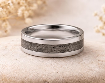 Personalised Ashes Memorial Ring | Stainless Steel Resin Inlay Ring | Pet or Human Cremation Keepsake | 6mm