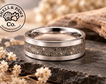 Personalised Ashes Memorial Ring | Stainless Steel Resin Inlay Ring | Pet or Human Cremation Keepsake | 6mm