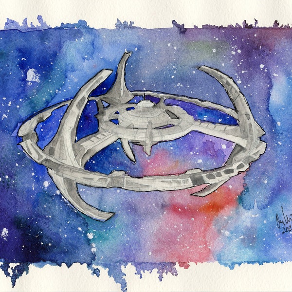 Deep Space Nine ds9 watercolor screenprint