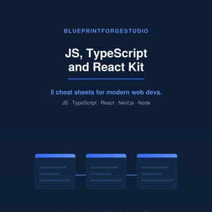JavaScript, TypeScript and React Cheat Sheet Kit | Next.js and Node.js Express Cheat Sheets | Web Developer Quick Reference