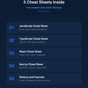 JavaScript、TypeScript、React チートシートキット | Next.js および Node.js Express チートシート | Web 開発者向けクイックリファレンス 画像 2