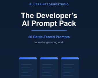 Developer AI Prompt Pack | 50 ChatGPT and Claude Prompts | Code Review, Debugging, Testing & Docs | Instant Download PDF
