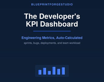 Developer KPI Dashboard | Engineering Metrics Tracker for Excel and Google Sheets | Sprint, Bug and Deployment Templates