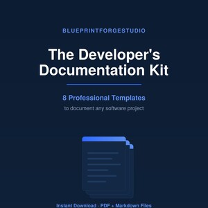 Ontwikkelaarsdocumentatiepakket | README-, API-documentatie- en changelog-sjablonen | Markdown en PDF | Direct te downloaden voor programmeurs
