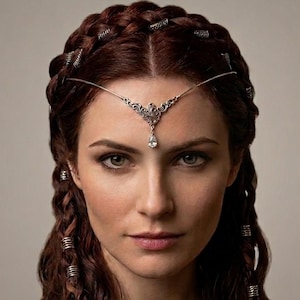 Iron Elven Crown - Medieval Diadem for Gothic Wedding, LARP & Viking Cosplay | Renaissance Fantasy Forehead Chain Hair Jewelry
